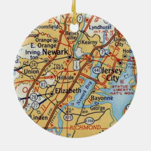 Newark NJ  Map Keramisch Ornament