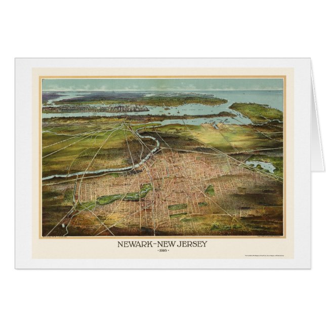 Newark, NJ Panoramic Map - 1916 (Voorkant Horizontaal)