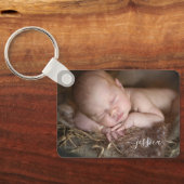 Newborn Baby and Parents Photo Sleutelhanger (Achterkant)