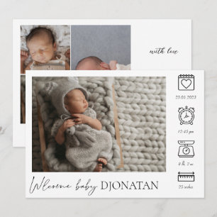 Newborn Baby Birth Announounement Foto Collage Aankondiging