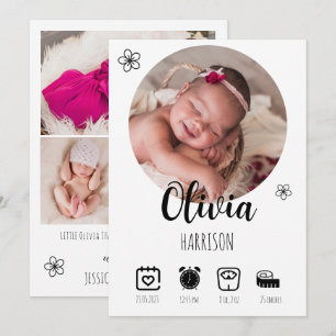 Newborn Baby Birth Announounement Foto Collage Aankondiging