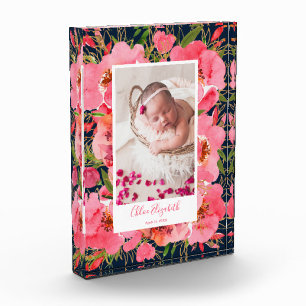 Newborn Baby Girl Floral Aangepast fotoblok