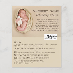 Newborn Baby & Teddy, Babysitter, Daycare, Nursery Flyer