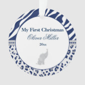 Newborn First Kerstannament Blue Elephant Ornament (voorkant)