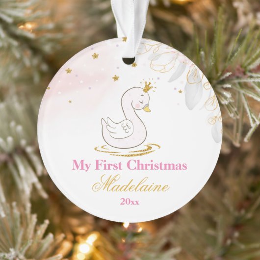 Newborn First Kerstversier Baby Swan Ornament (Boom)