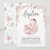 Newborn Floral Baptisme Kaart (Voorkant / Achterkant)