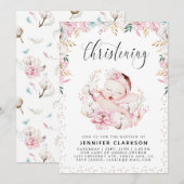 Newborn Floral Christening Kaart (Voorkant / Achterkant)