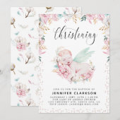 Newborn Floral Christening Kaart (Voorkant / Achterkant)