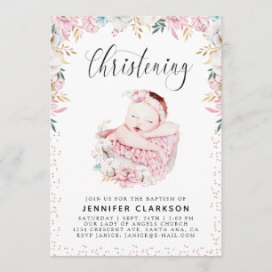 Newborn Floral Christening Kaart