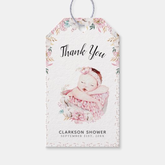 Newborn Floral Hartelijk dank Cadeaulabel (Voorkant)