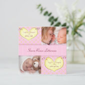 Newborn Girl met Sibling Photo Birth Announement Aankondiging (Staand voorkant)