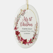 Newborn Mijn eerste kerstFloral Keramisch Ornament (Rechts)