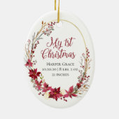 Newborn Mijn eerste kerstFloral Keramisch Ornament (Achterkant)