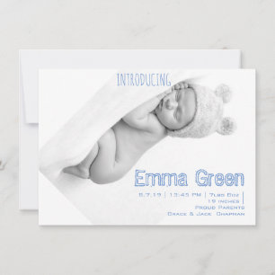 Newborn Photo Baby Boy Birth Announounding Kaart