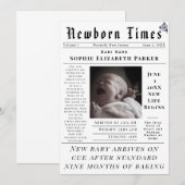 Newborn Times Birth Aankondiging (Voorkant / Achterkant)