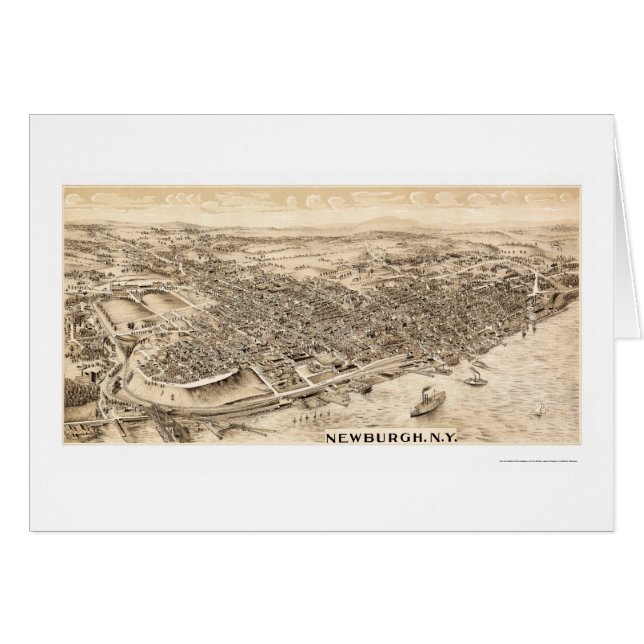 Newburgh, carte panoramique de NY - 1900 (Devant horizontal)