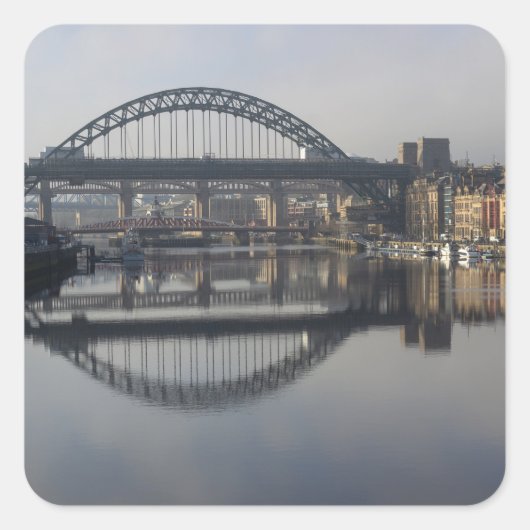 Newcastle Quayside & de Tyne Bridge Vierkante Sticker (Voorkant)