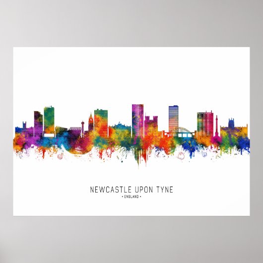 Newcastle UK Skyline Poster (Voorkant)