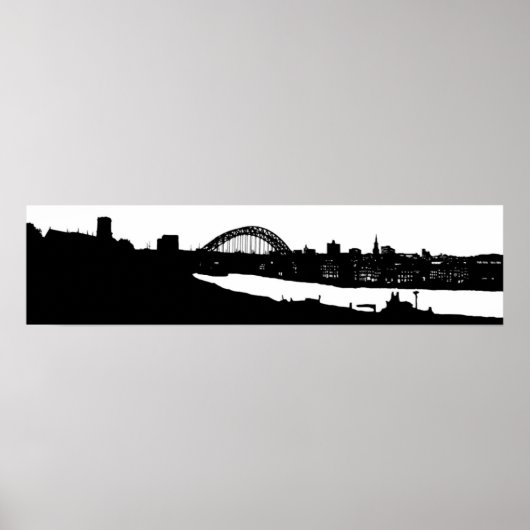 Newcastle upon Tyne Panoramic Silhouette Poster (Voorkant)