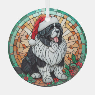 Newf Landseer Glas in lood Style Christmas Ornament
