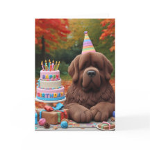 Newfie Brown Verjaardagsfeest in de herfst kaart