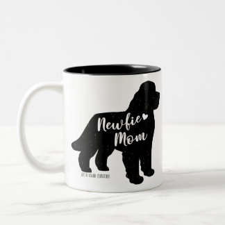 Newfie Mam, Newfoundland Dog Silhouette Tweekleurige Koffiemok
