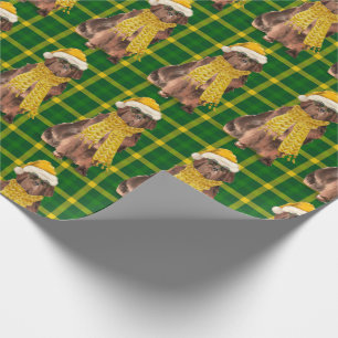 Newfloundland Dog Holiday Green met kerstmis Cadeaupapier
