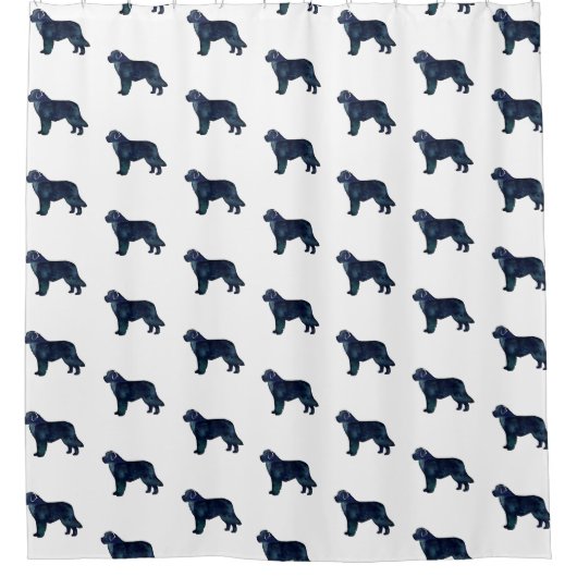 Newfoundland Black Waterverf Silhouette Douchegordijn (Voorkant)