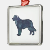 Newfoundland Black Waterverf Silhouette Metalen Ornament (Links)