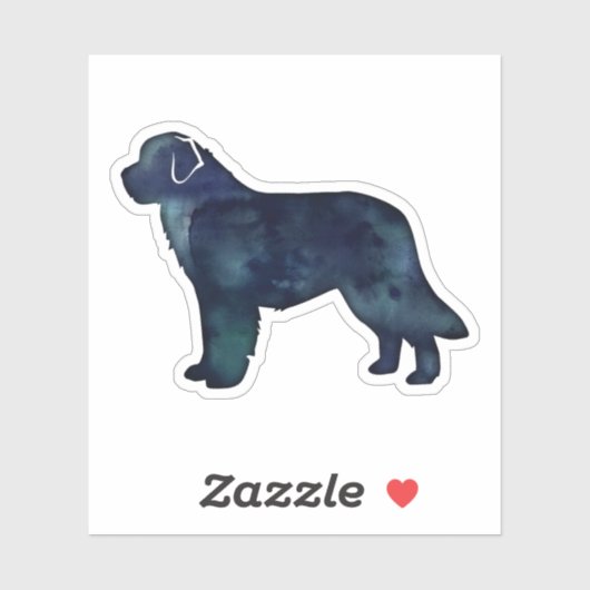 Newfoundland Black Waterverf Silhouette Sticker (Vel)