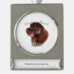 Newfoundland (bruin) mam 2 verzilverd banner ornament