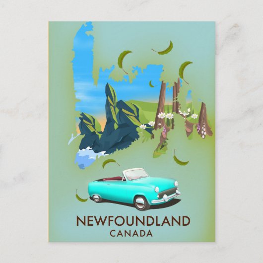 Newfoundland Canada kaart reisposter (Voorkant)