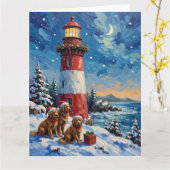 Newfoundland Christmas Lighthouse Holiday Kaart (Gele Bloem)