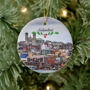Newfoundland, cityscape met kerst heilig keramisch ornament
