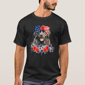 Newfoundland Dog Bandana Amerikaanse vlag 4 juli T-shirt