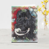 Newfoundland Dog Blank groet Kaart (Gele Bloem)