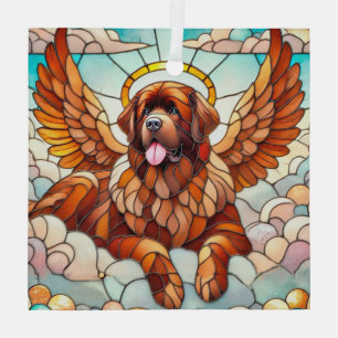 Newfoundland Dog Brown Angel Suncatcher Glas Ornament