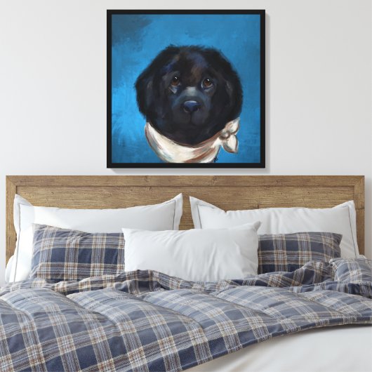 Newfoundland Dog Canvas Afdruk (Insitu (Slaapkamer))