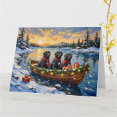 Newfoundland Dog Christmas Boat Holiday Kaart (Gele Bloem)