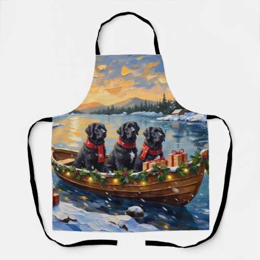 Newfoundland Dog Christmas Boat Holiday Schort (Voorkant)