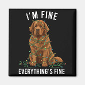 Newfoundland Dog Christmas I'm Fine Everything Is  Magneet (Voorkant)