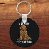 Newfoundland Dog Christmas I'm Fine Everything Is  Sleutelhanger (Voorkant)