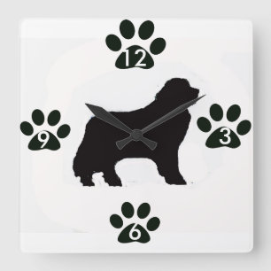 Newfoundland Dog Clock Vierkante Klok