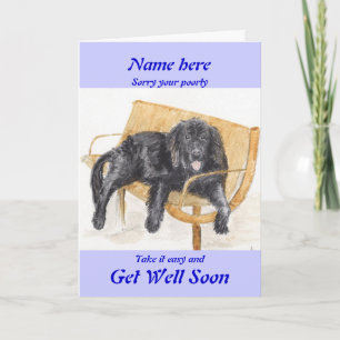 Newfoundland Dog Get Well Soon kaart naam toevoege