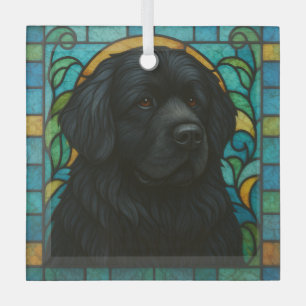 Newfoundland Dog "Glas in lood" Glas Ornament