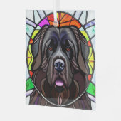 Newfoundland Dog "Glas in lood" Glas Ornament (Voorkant links)