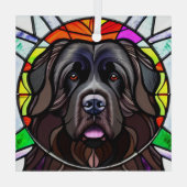 Newfoundland Dog "Glas in lood" Glas Ornament (Achterkant)