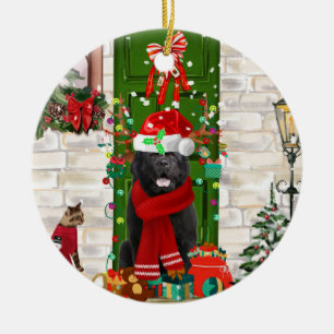 Newfoundland Dog Kerstmis Keramisch Ornament