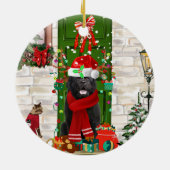 Newfoundland Dog Kerstmis Keramisch Ornament (Achterkant)