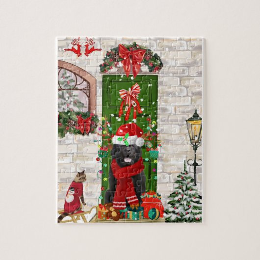 Newfoundland Dog Kerstmis Legpuzzel (Verticaal)